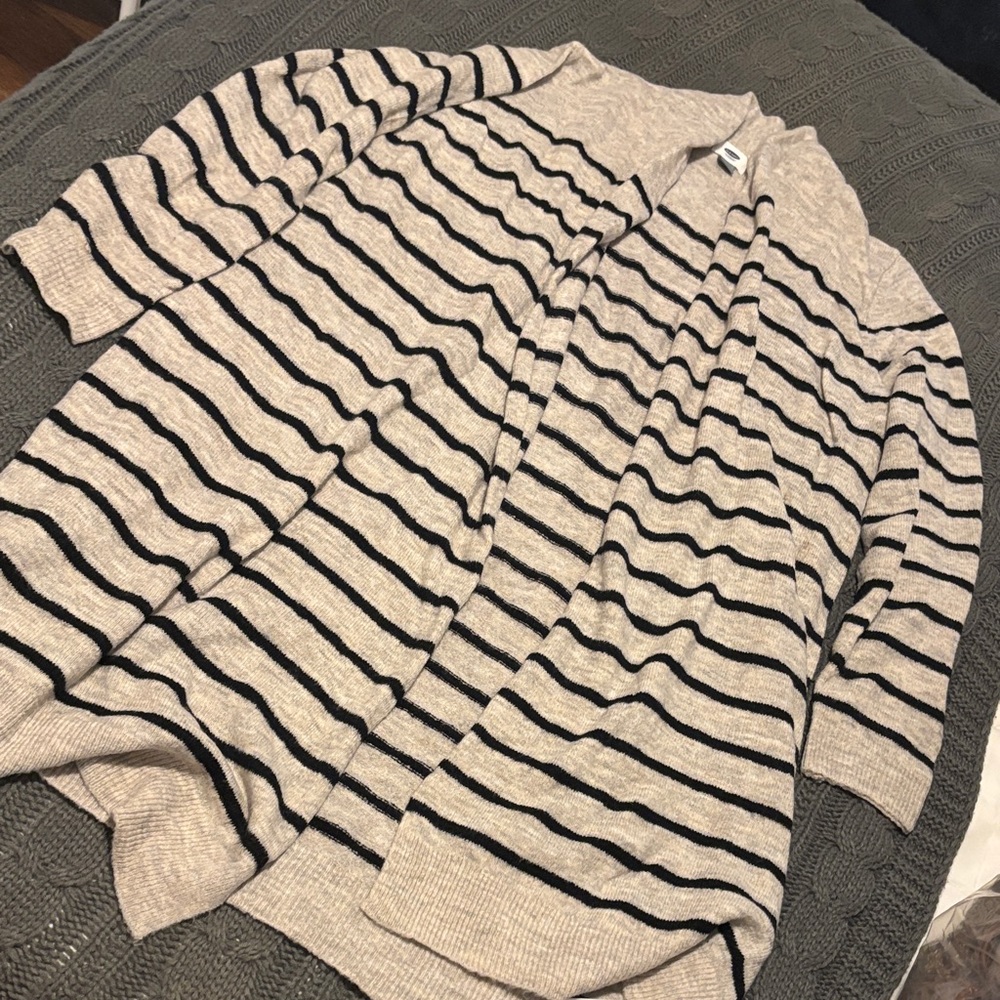 Striped Beige and Black Cardigan